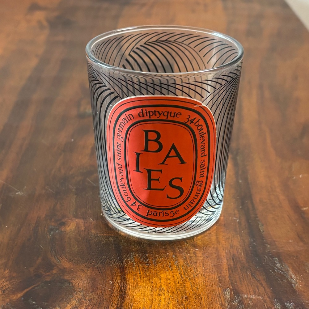Diptyque Baies Empty Candle Jar 190g 6.5oz Red Label Graphic Glass Vessel France